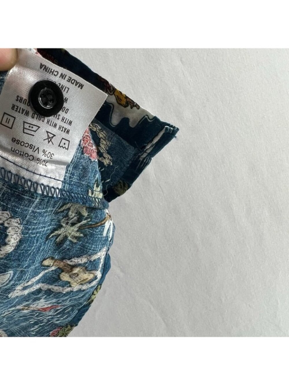 VatPave Hawaiian Print Shirt Men S Cotton Viscose Short Sleeve Casual Aloha Blue - Picture 13 of 13